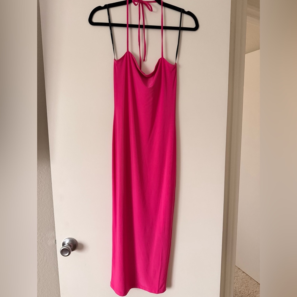 Pink Midi Halter Dress